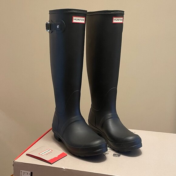 Hunter Original Tall Black Matte Women's Rain Boot - Size 8 - NWT & Box - Picture 1 of 15